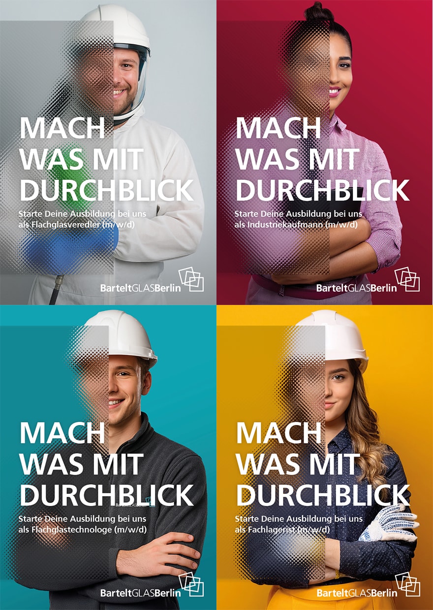 vier-personen-die-durch-eine-scheibe-schauen-und-in-den-ausbildungsbereichen-von-bartelt-angezogen-sind