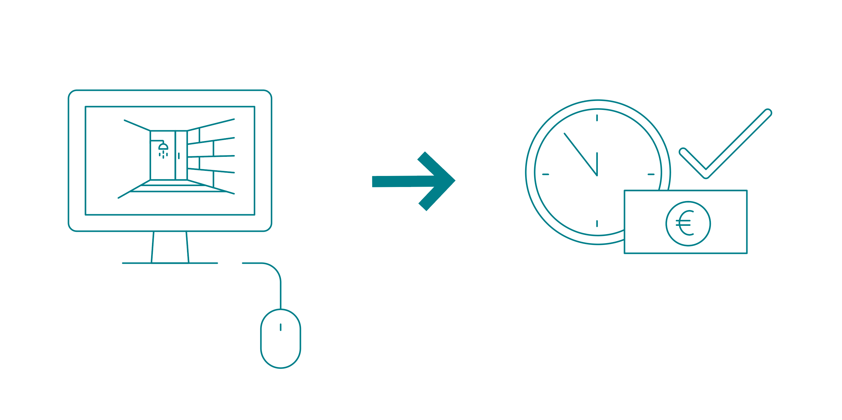 icon_professionelle-cad-zeichnungen icon-bildschirm-mit-technischer-zeichnung-und-einen-pfeil-der-auf-eine-uhr-und-geldscheine-deutet